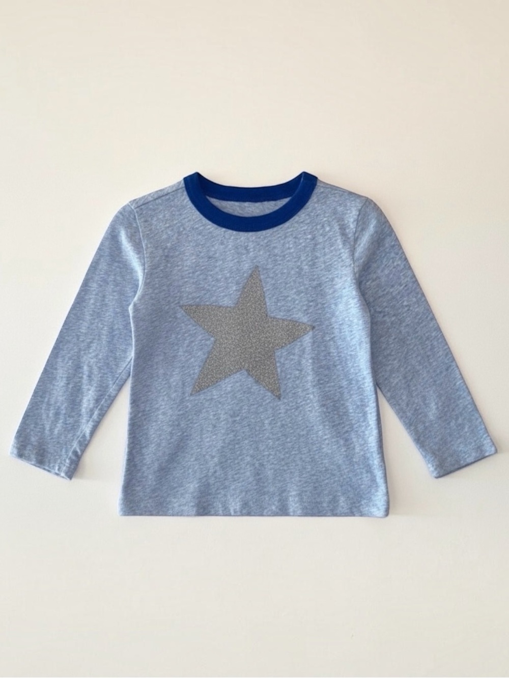 J.Crew Crewcuts Metallic Star Long Sleeve Tee Heathered Blue Silver Size 2T